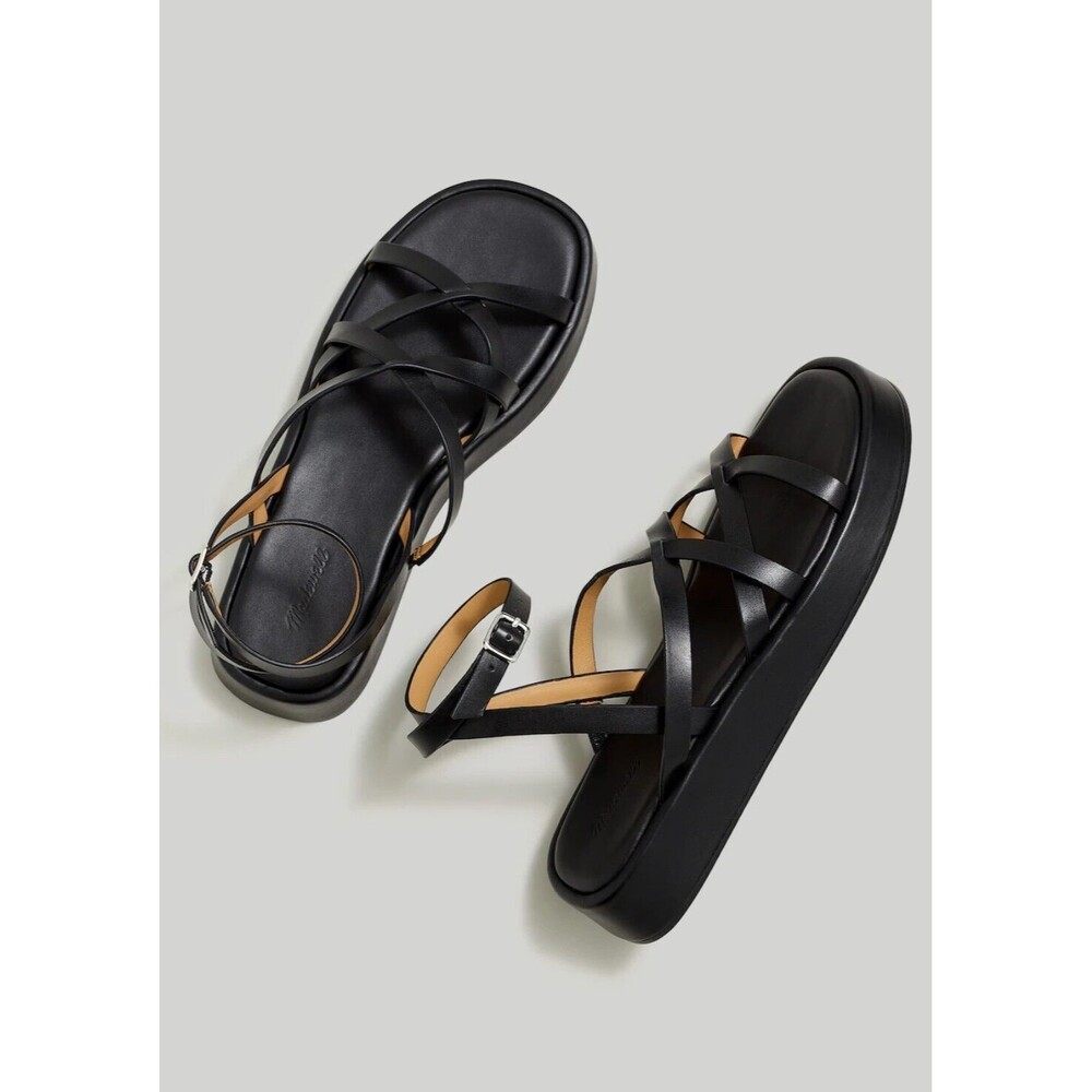 Madewell Sabina Flatform Black Strappy Platform Sandals